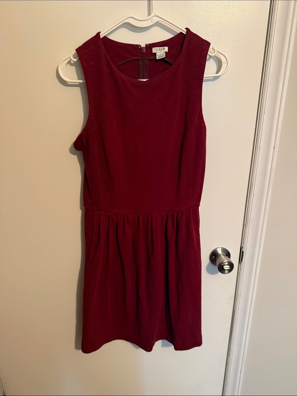 JCrew daybreak sleeveless dress in burgundy